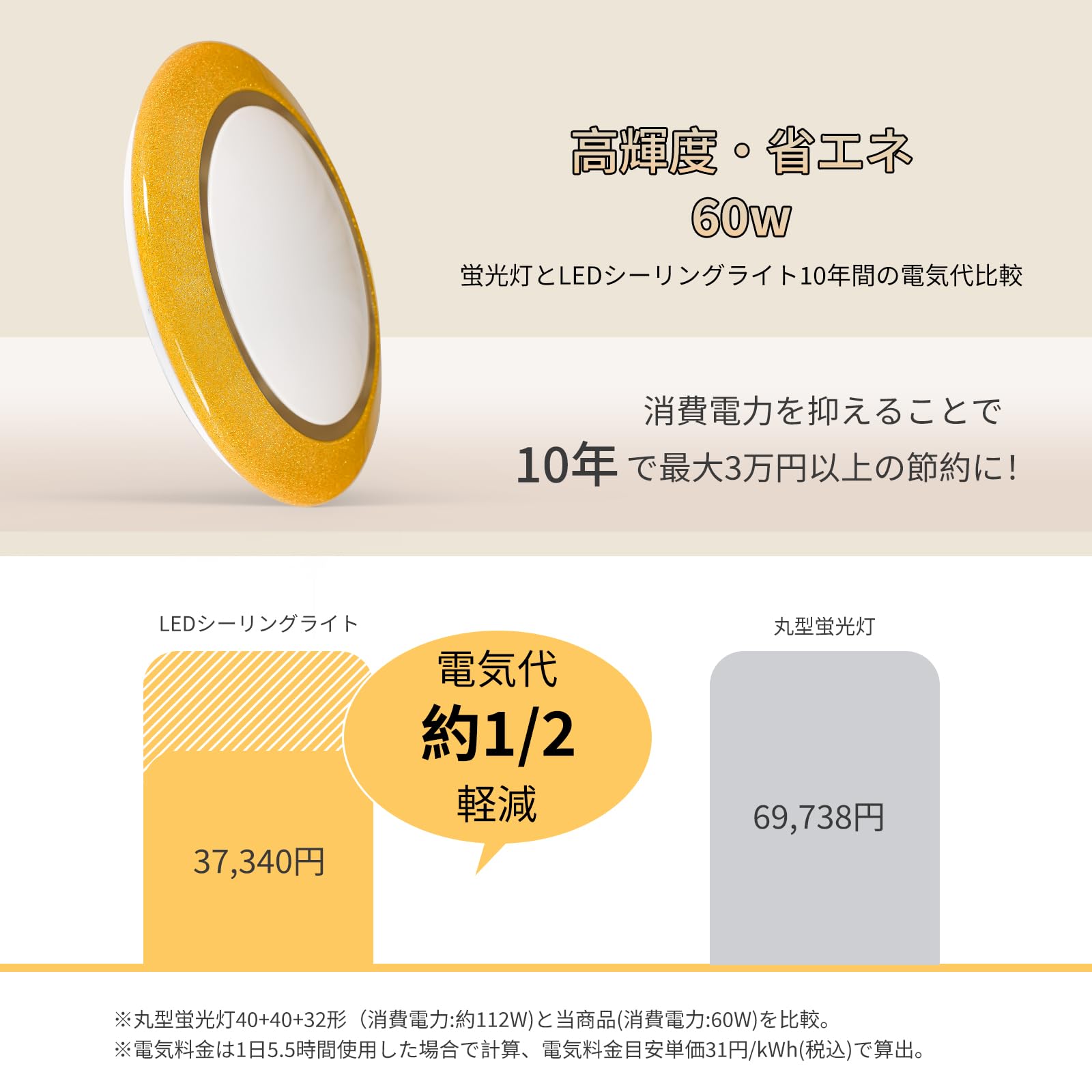 Amazon.co.jp : 「Coizabera」LEDシーリングライト 16畳~18畳 60W 調光